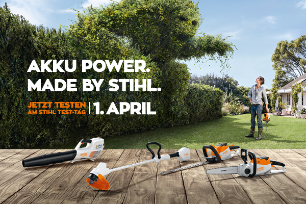 Akku Power. Made by STIHL. Jetzt testen am STIHL Test-Tag