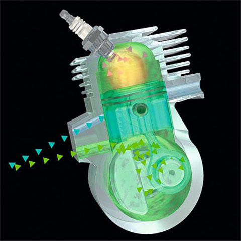 Motor STIHL 2-MIX con barrido de gases por aire
