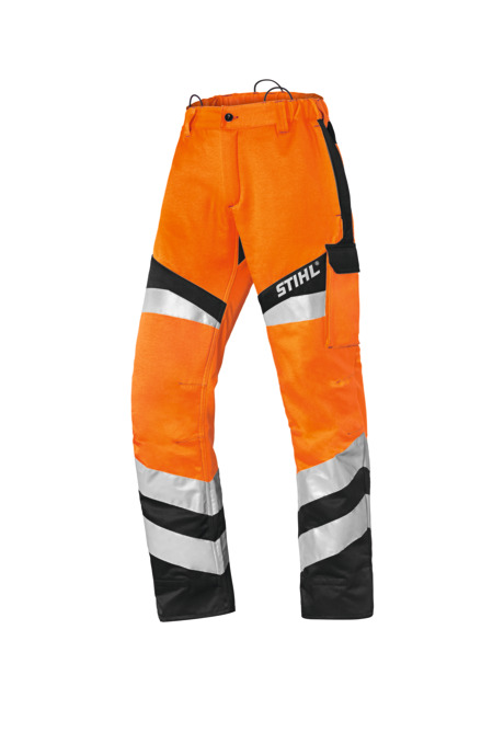 Protect FS clearing saw and high-visibility trousers
